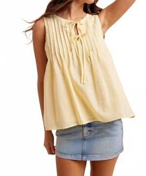 NEW IN-LOOM pintuck cotton blouse in lemon water
